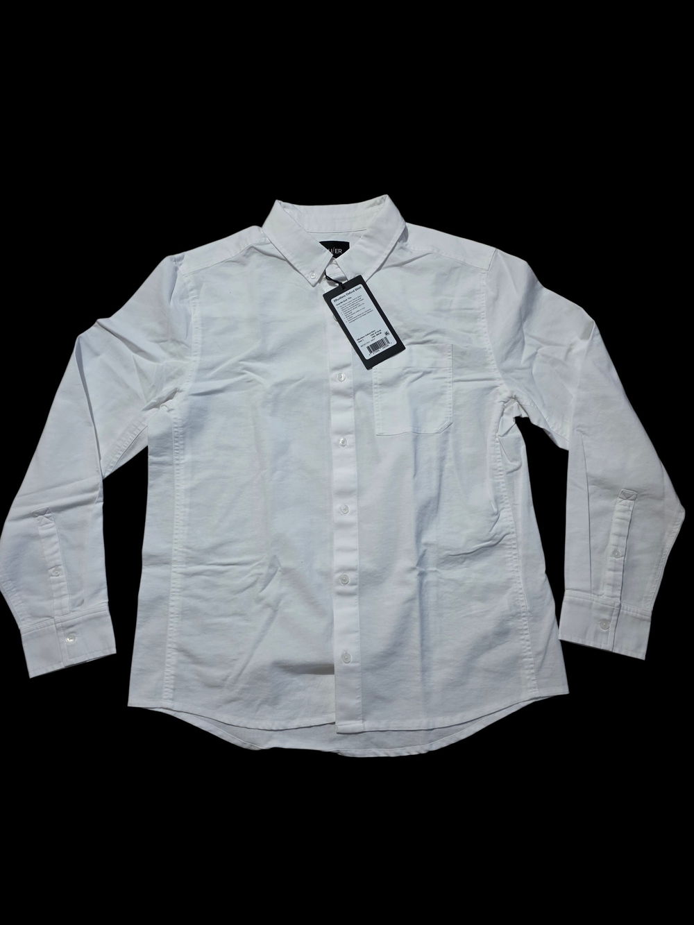 Men's White Long-Sleeve Casual Button-Down Shirt